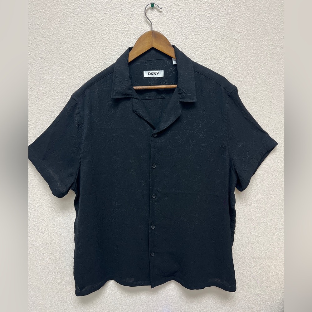 DKNY Men's Casual Black Button Down Shirt